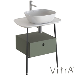 Vitra - Vitra Plural Tek Çekmeceli Serbest Yüksek Lavabo Ünitesi, 70 cm, Retro Yeşil / Parlak Beyaz Seramik Tezgah - 80472
