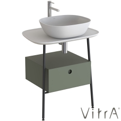 Vitra - Vitra Plural Tek Çekmeceli Serbest Yüksek Lavabo Ünitesi, 70 cm, Retro Yeşil / Mat Beyaz Seramik Tezgah - 80473