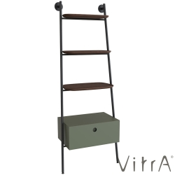 Vitra - Vitra Plural Tek Çekmeceli Merdiven Raflı Ünite, Retro Yeşil / Koyu Meşe Raf - 80495