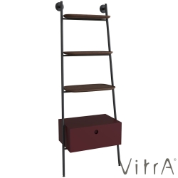Vitra - Vitra Plural Tek Çekmeceli Merdiven Raflı Ünite, Mat Bordo / Koyu Meşe Raf - 80496