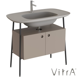 Vitra - Vitra Plural Kapaklı Etajerli Lavabo Ünitesi, 100 cm, Mat Soft Bej / Mat Kum Beji Lavabo