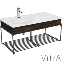 Vitra - VitrA Equal Lavabo Ünitesi Asimetrik Lavabolu, Raflı, 100 cm, Karaağaç - 81086