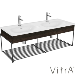 Vitra - VitrA Equal Lavabo Ünitesi Çift Gözlü Lavabolu, Raflı, 130 cm, Karaağaç