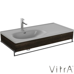 Vitra - VitrA Equal Gri Lavabo Ünitesi Asimetrik Lavabolu, Havluluklu, 100 cm, Karaağaç - 81123