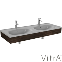 Vitra - VitrA Equal Gri Lavabo Ünitesi Çift Gözlü Lavabolu, 130 cm, Karaağaç - 81125