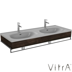Vitra - VitrA Equal Gri Lavabo Ünitesi Çift Gözlü Lavabolu, Havluluklu, 130 cm, Karaağaç - 81126