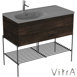Vitra - VitrA Equal Çekmeceli Lavabo Dolabı Asimetrik Gri Lavabolu, 100 cm, Karaağaç