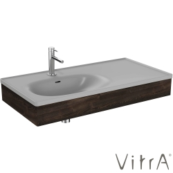Vitra - VitrA Equal Gri Lavabo Ünitesi Asimetrik Lavabolu, 100 cm, Karaağaç - 81130