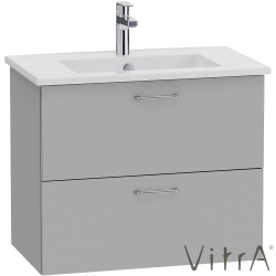 Vitra - VitrA Viora Çift Çekmeceli Lavabo Dolabı, 80 cm, Mat Taş Gri (Lavabo Dahil)