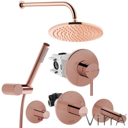 Vitra - Vitra Origin Ankastre Banyo Bataryası, Tepe ve El Duşu, Çıkış Ucu Seti, Soft Bakır - A4262129-SET