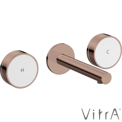 Vitra - VitrA Origin Aura Ankastre Lavabo Bataryası, Soft Bakır/Beyaz Cam (Sıva Üstü Grubu)