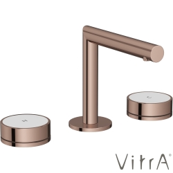 Vitra - VitrA Origin Aura Ankastre Lavabo Bataryası (3 Delikli Lavabolar için), Soft Bakır/Beyaz Cam